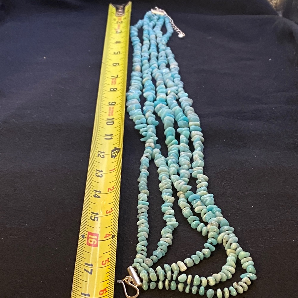 Jay King Multi Strand Amazonite Chip Necklace- sterling silver clasp - Picture 5 of 5